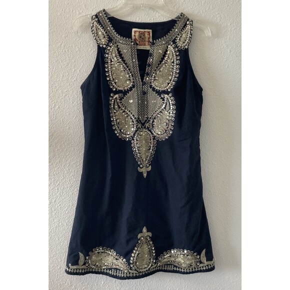 Free People Dresses & Skirts - Free People Dress Women's Size 0 Black Gold Shift Sequined Fairy Whimsigoth